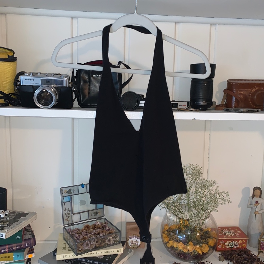 Black lowcut bodysuit